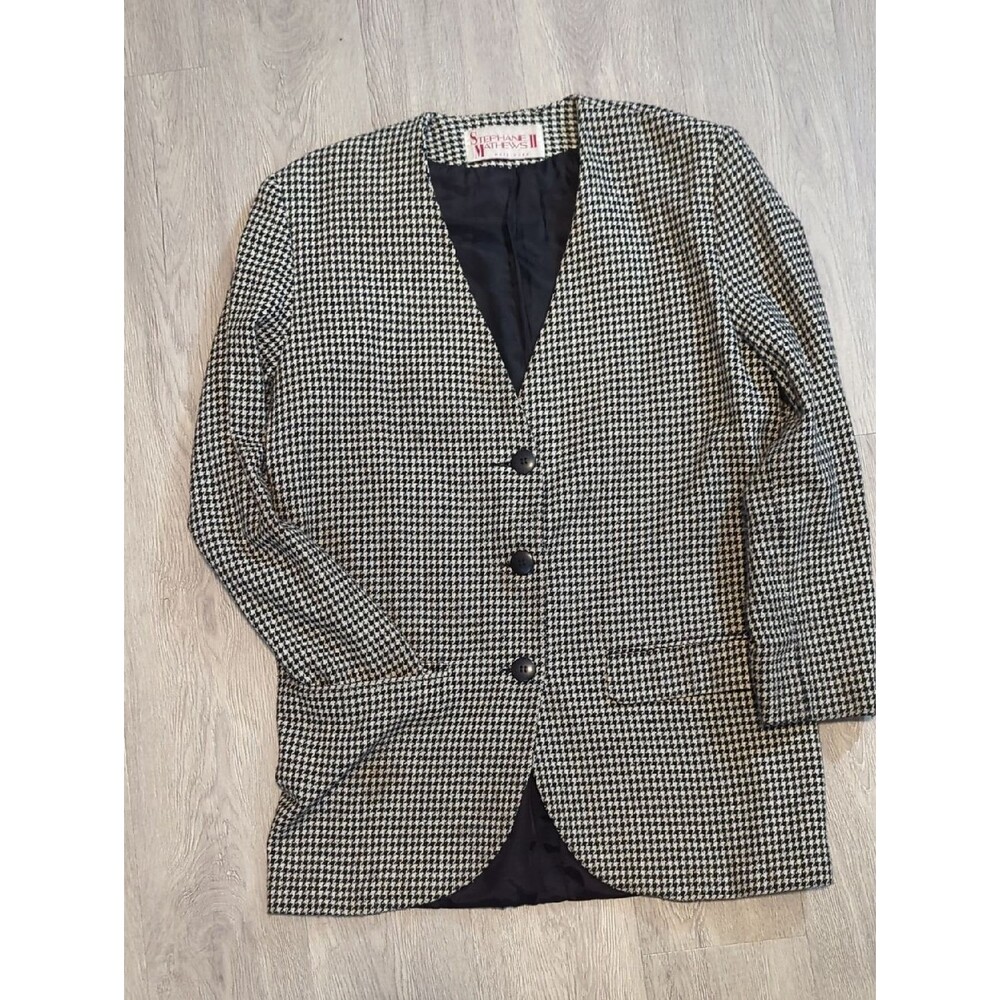 Stefanel Black & White Houndstooth Blazer Jacket